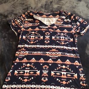 Navy Blue & Aztec V-Neck shirt